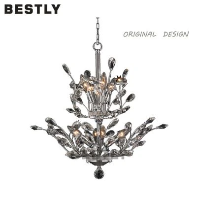 Cyfoes 2 Haen Goleuadau Pendant Chandelier Grisial